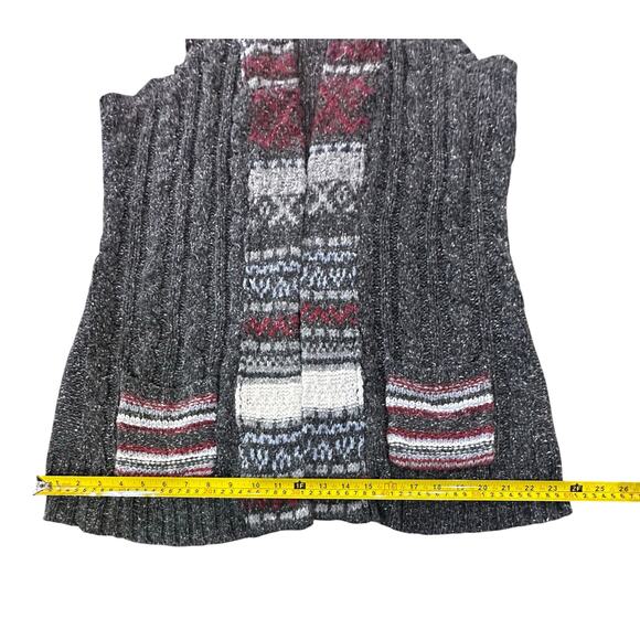 VTG Grandmacore Size Large Open Front Vest Cardigan Cable Knit Sweater Pockets - Picture 13 of 15